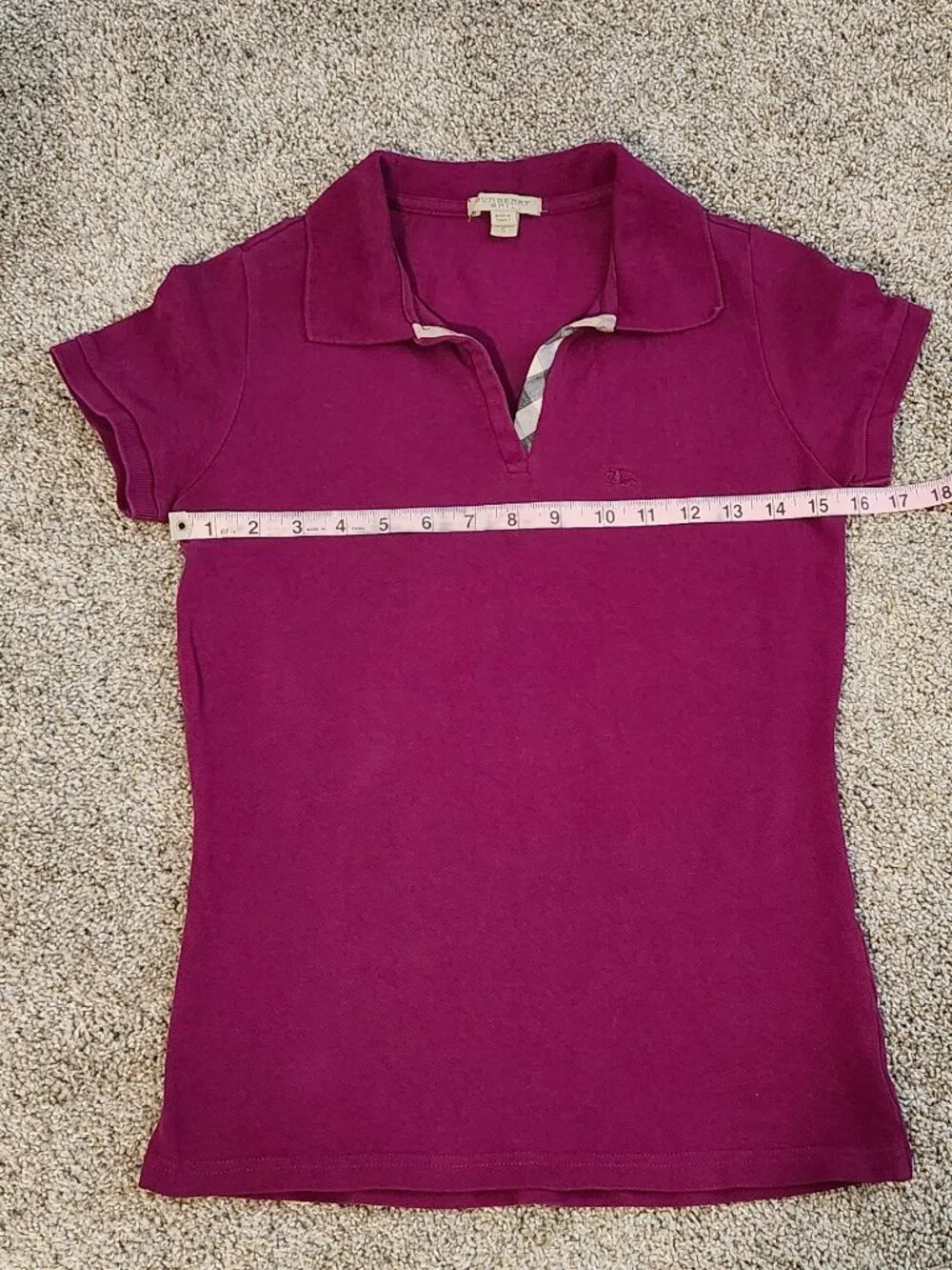 Burberry Brit Short Sleeve Polo Shirt – Women’s Small – Burgundy – EUC - Picture 5 of 6